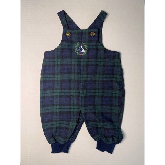 VTG Irish Babies Overalls St Patrick Embroidered Plaid Size 6 - 9 Months (Bx 22) - Picture 1 of 5